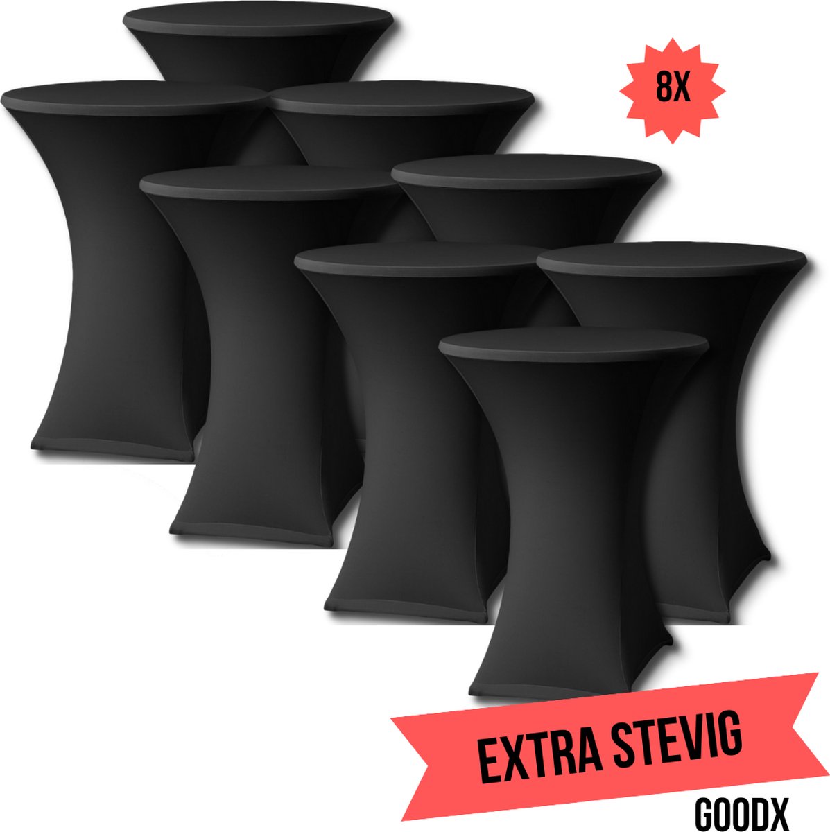   Statafelrok Zwart 8x – ∅80-85 x 110 cm – Stretch 8 stuks –   voor Statafel - Geschikt voor feesten en partijen | Sta Tafel Hoes | Staantafelhoes | Cocktailparty